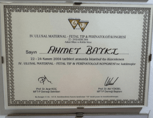 Maternal Fetal Tıp Perinatoloji Kongresi Katılım Belgesi 2004